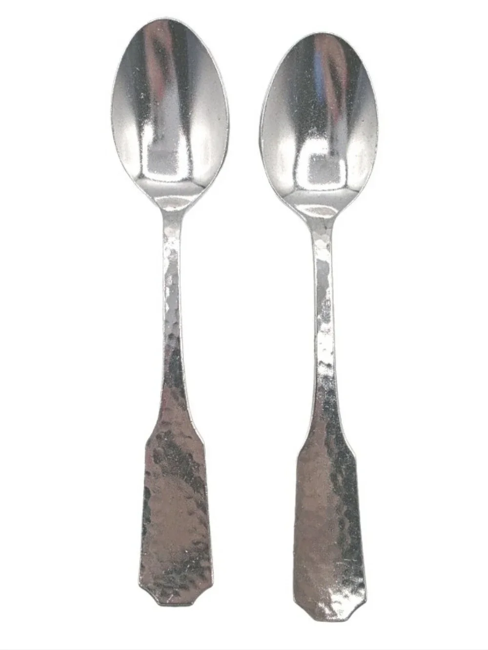 2 Stainless Steel Spoons Silverware Hammered Teaspoons Satin Made Japan Dessert
